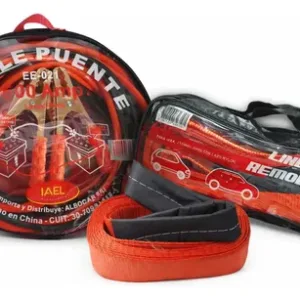 Kit De Linga Para Remolque + Juego Cable Puente 600amp Rojo