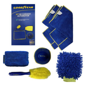 Kit Lavado Auto Goodyear Esponja Trapo Cepillo Toalla 6 En 1 Color Azul