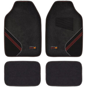 Juego De Cubre Alfombra Combinada Felpa Y Pvc, Roja - Oracle Negro